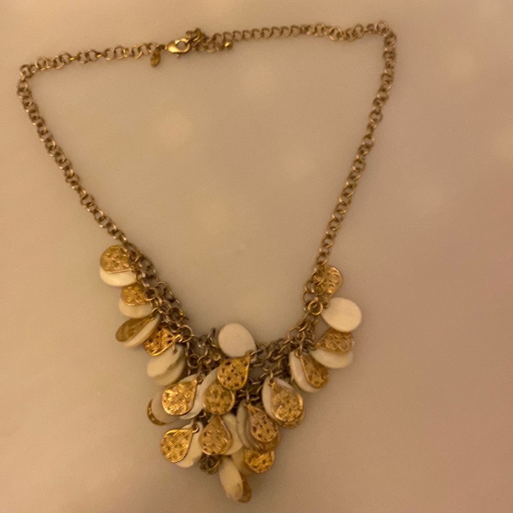Gold and white necklace